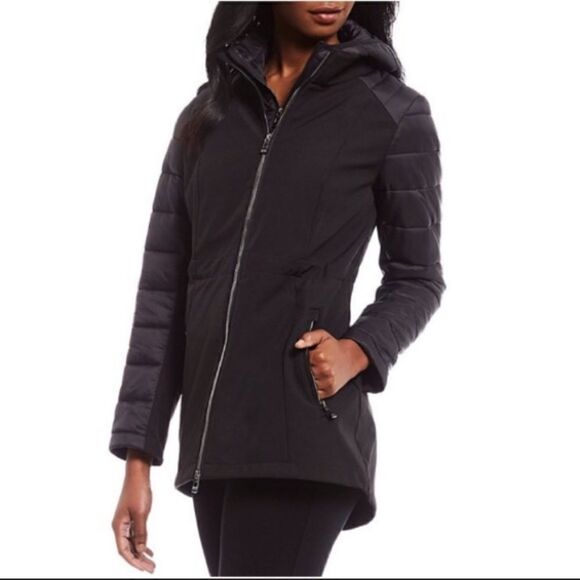 Calvin Klein Performance Soft Shell Quilted Jacket Rain Repellent Classic Black - Picture 1 of 14